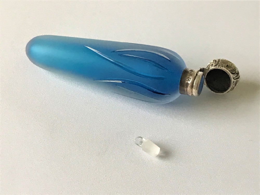 A superb Victorian silver & satin glass scent flask View VI