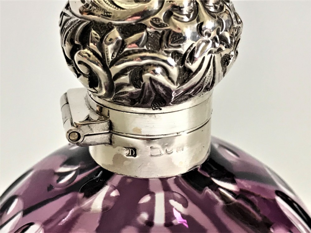 A fabulous Victorian silver & amethyst glass cologne bottle View V