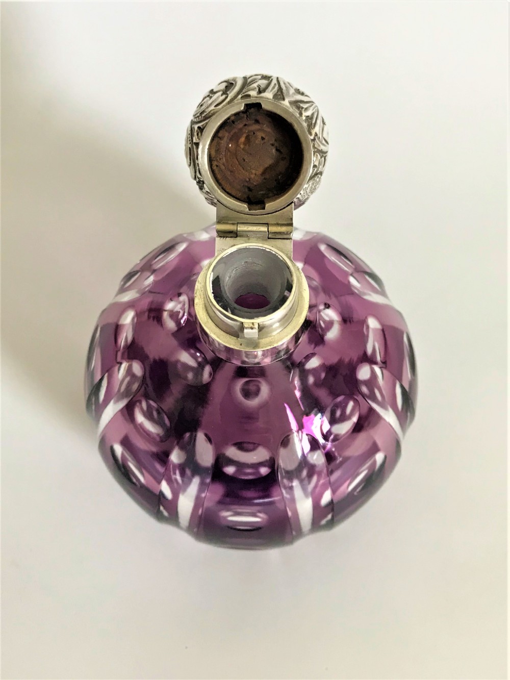 A fabulous Victorian silver & amethyst glass cologne bottle View VI