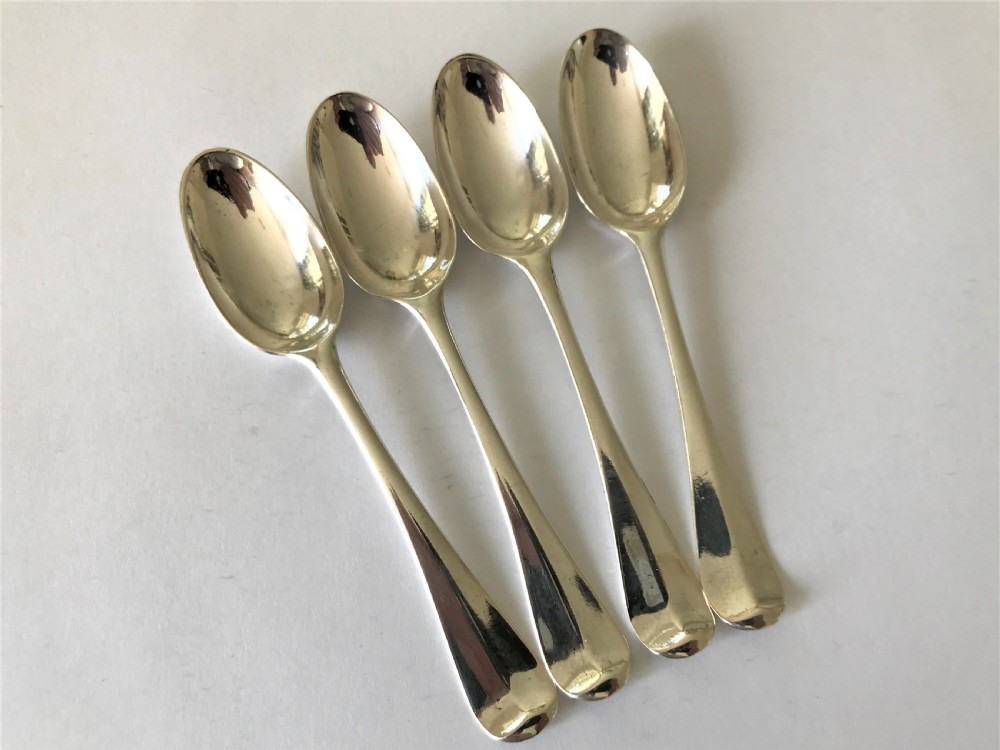 A rare set of 4 Irish 18th Century demi-tasse spoons View II