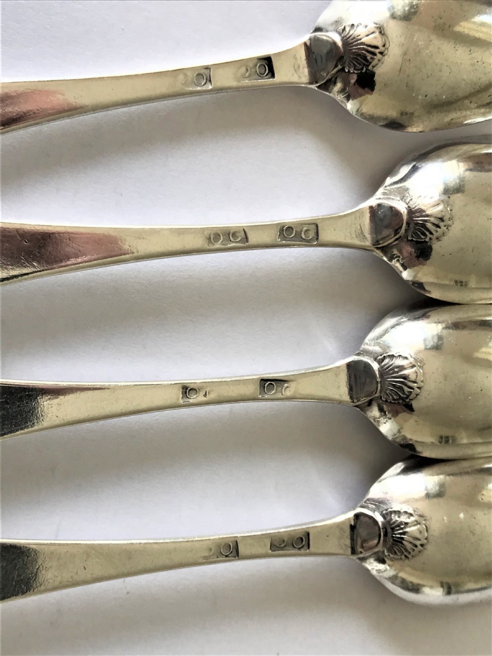 A rare set of 4 Irish 18th Century demi-tasse spoons View IV