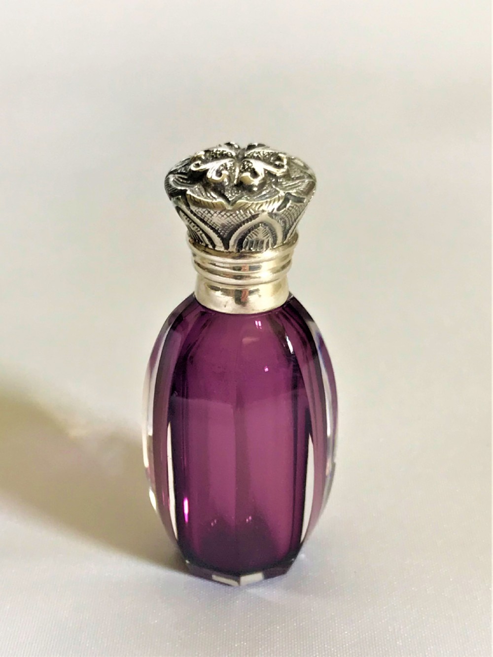 A gorgeous Victorian silver & amethyst glass scent bottle