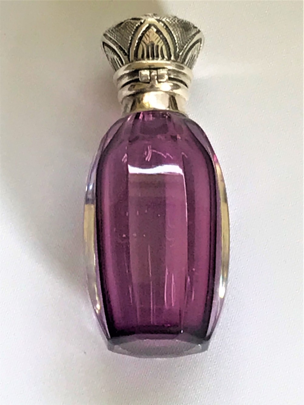 A gorgeous Victorian silver & amethyst glass scent bottle View V