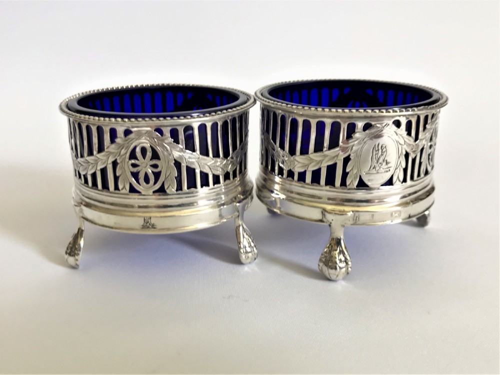 A superb pair of 18th Century silver condiment tubs View II