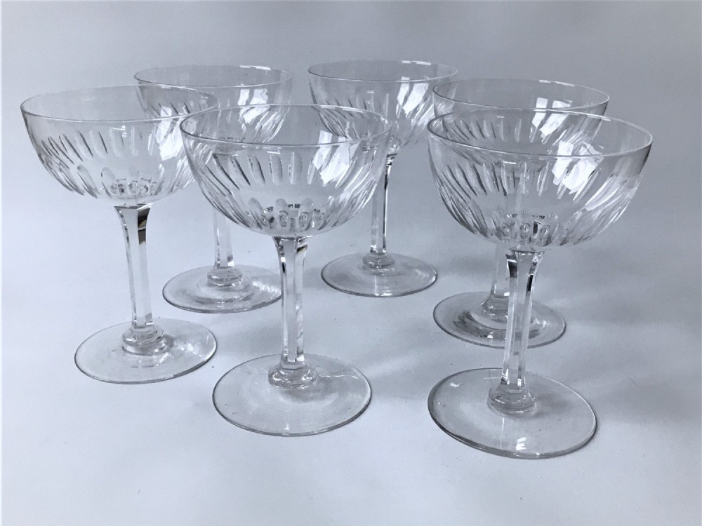 A Victorian Set Of Six Cut Champagne Glasses