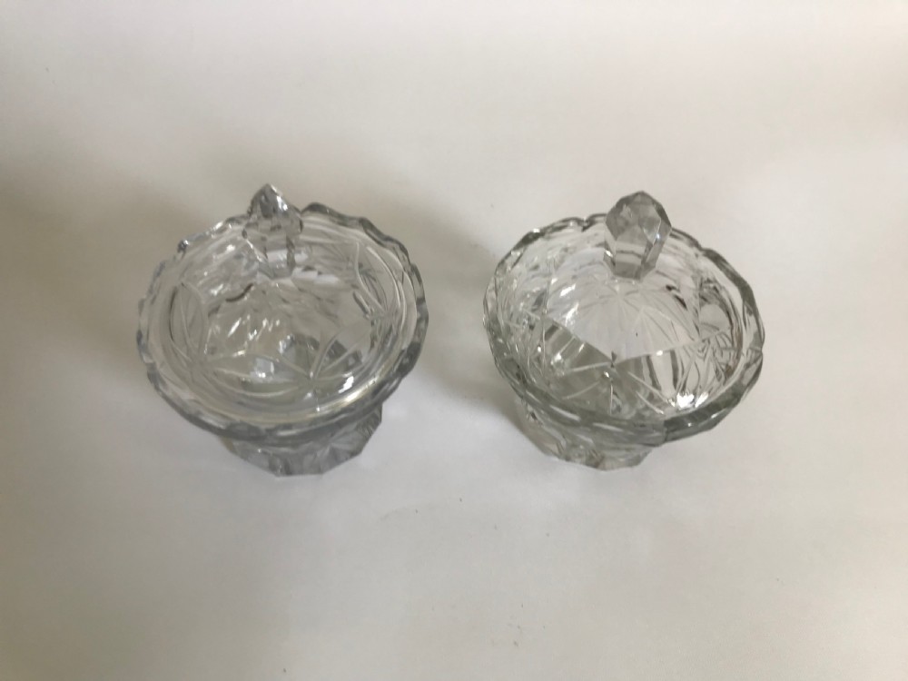 A superb pair of Georgian lidded condiment pots View II