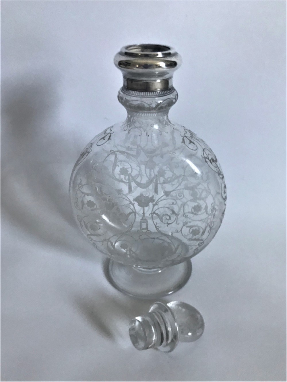 A fabulous Baccarat silver mounted Moonflask decanter View IV