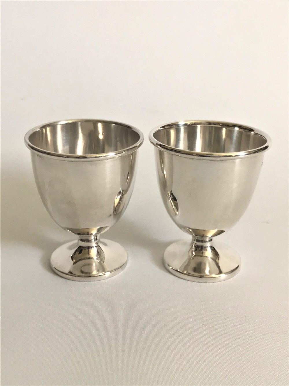 A delightful pair of twin silver egg cups View III