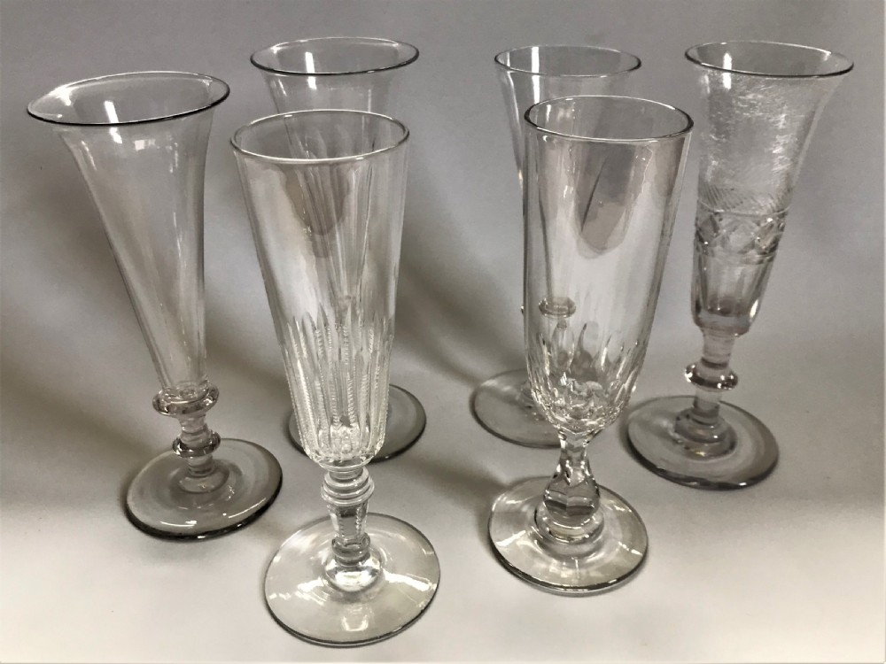 A 19th Century harlequin set of cut champagne flutes View III