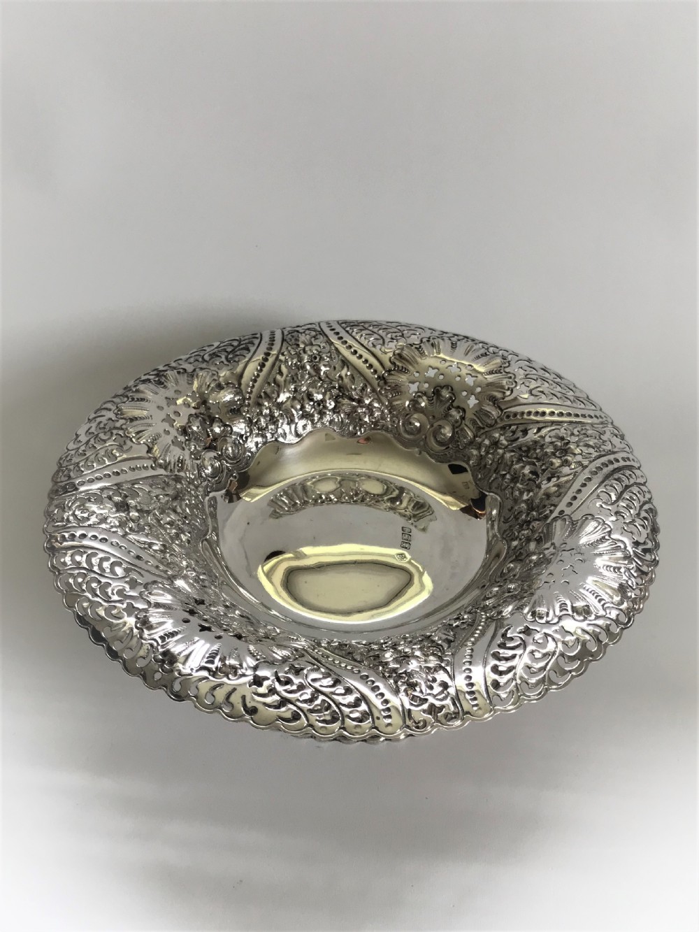 A gorgeous Victorian pierced silver dish
