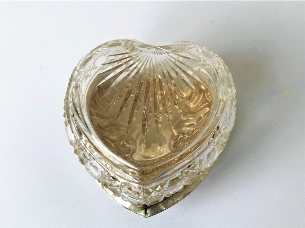 A Victorian Chester Silver & Glass Heart Trinket Pot View III