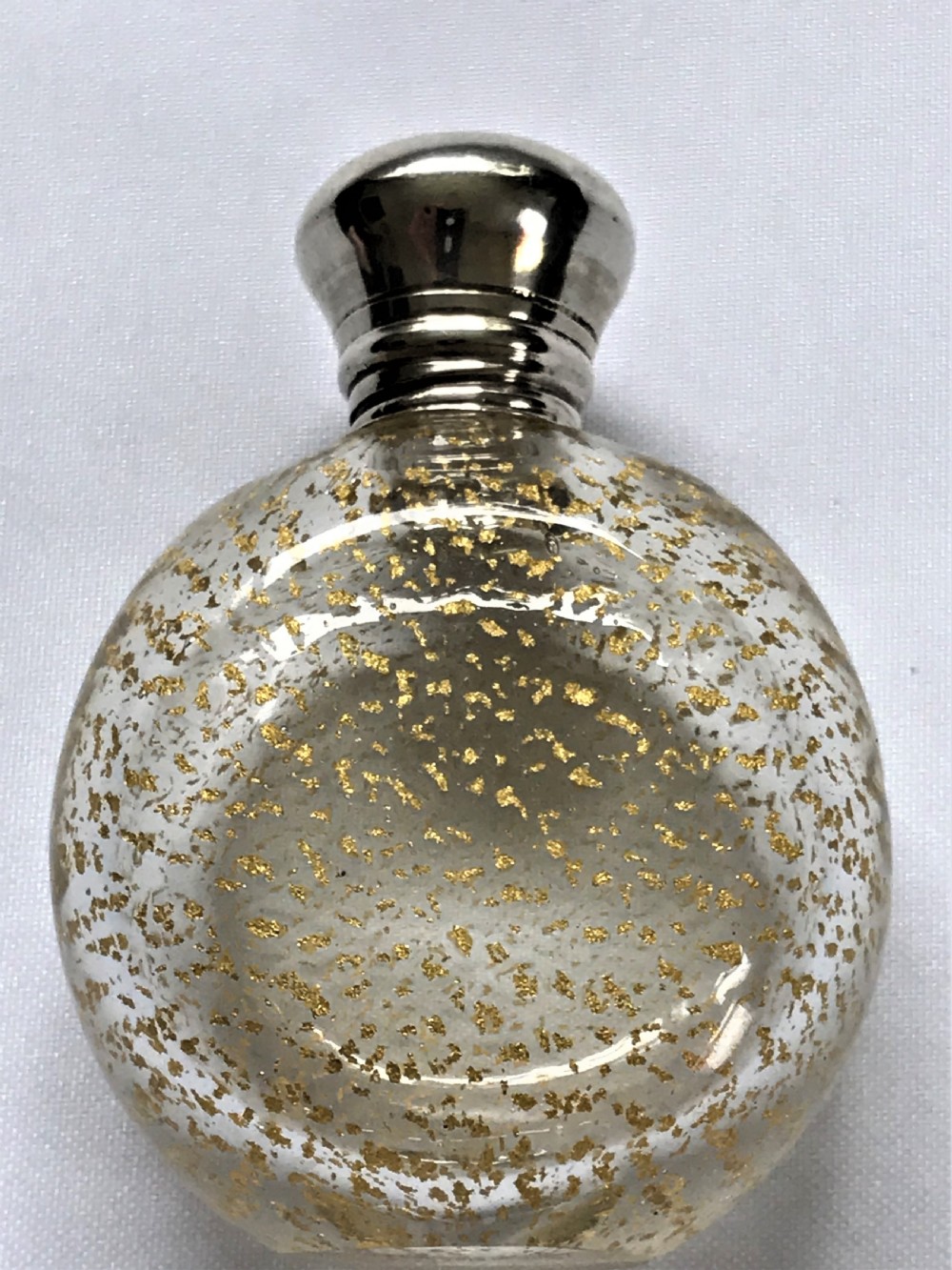 A gorgeous silver mounted gold leaf flecked scent bottle View IV