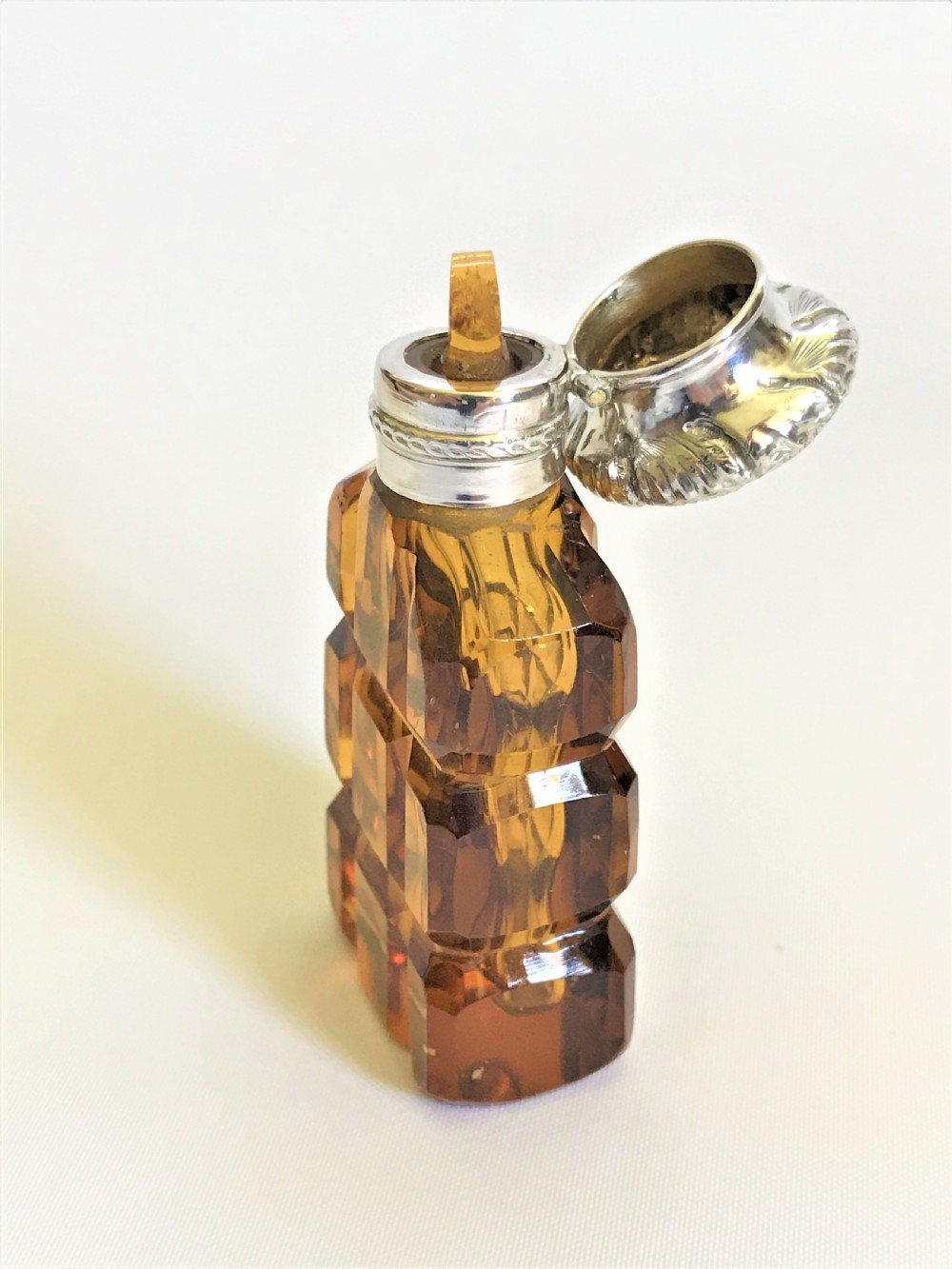 A rare Victorian silver mounted amber scent bottle View VI