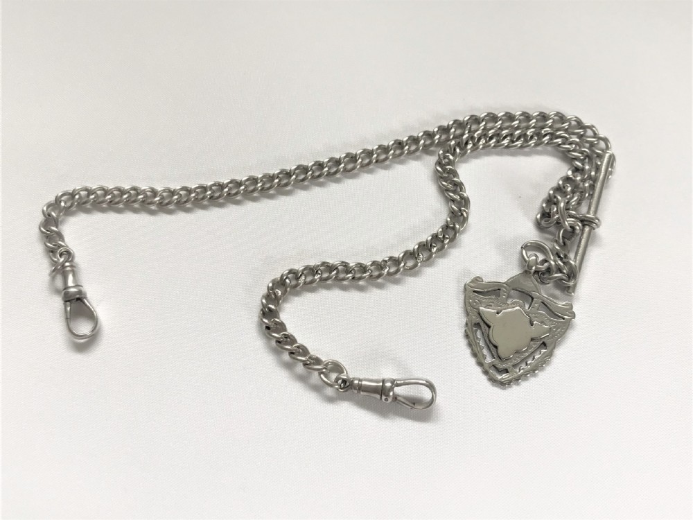 A quality double silver Albert watch chain & fob