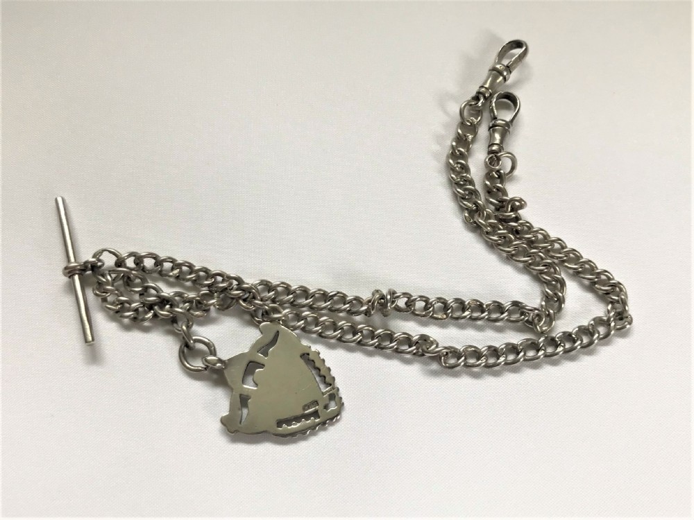 A quality double silver Albert watch chain & fob View II