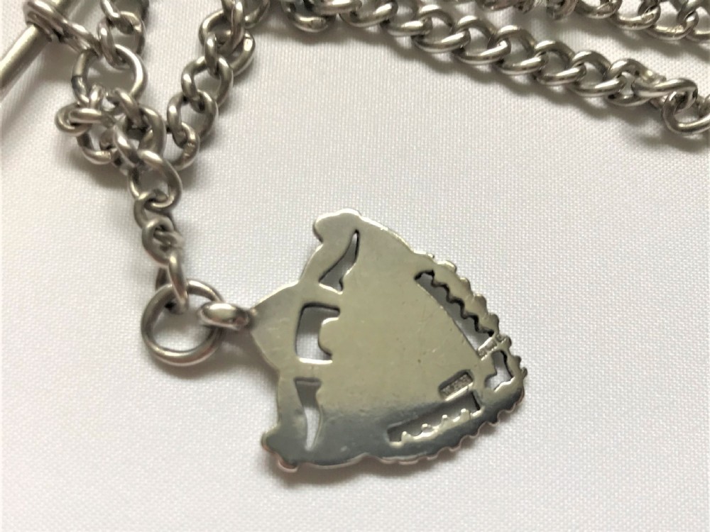 A quality double silver Albert watch chain & fob View IV