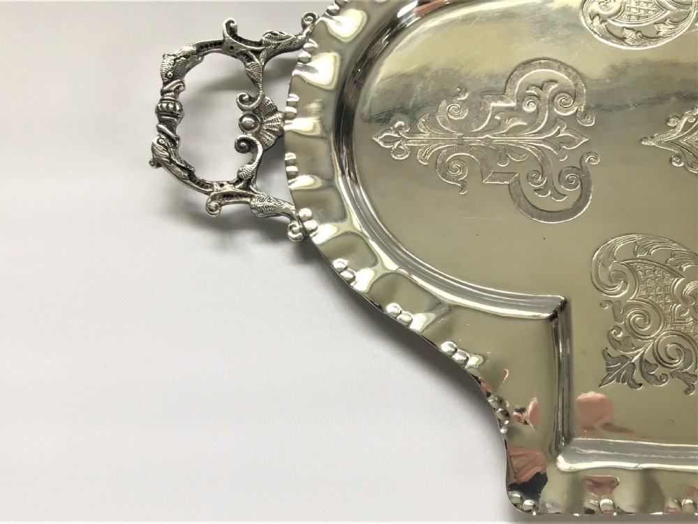 An elegant Edwardian silver plated drinks tray View IV