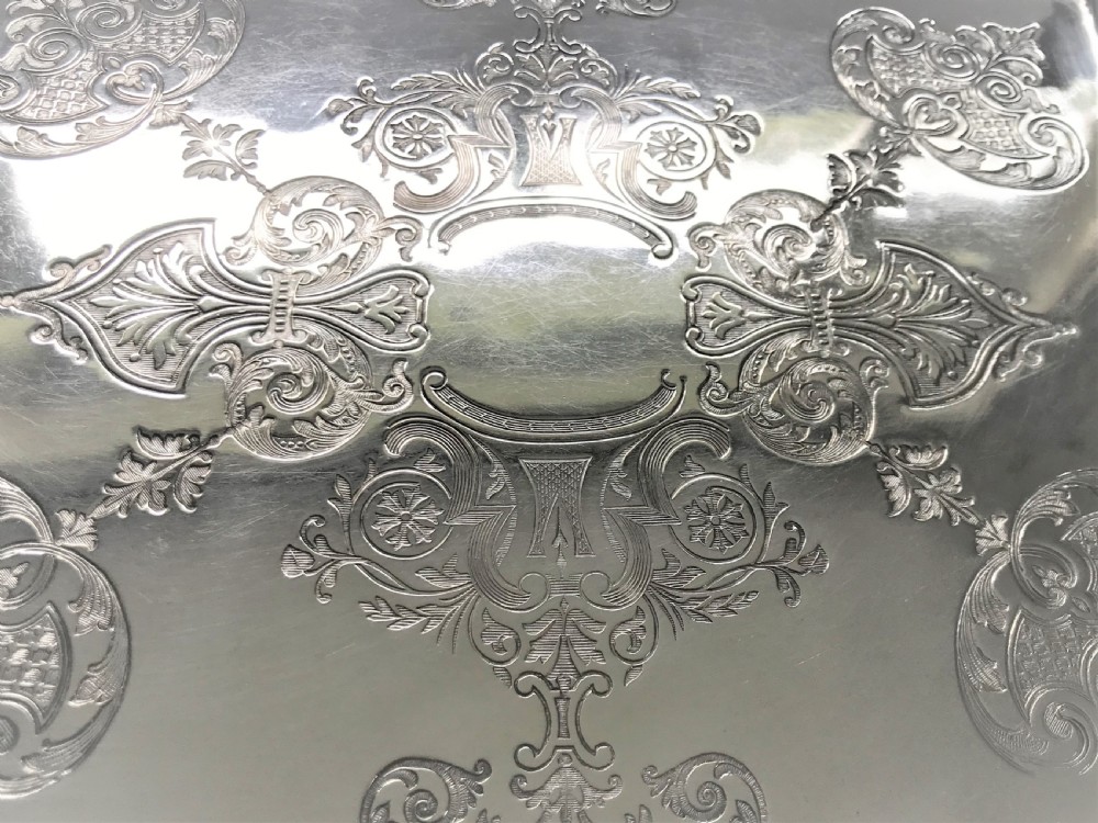 An elegant Edwardian silver plated drinks tray View V