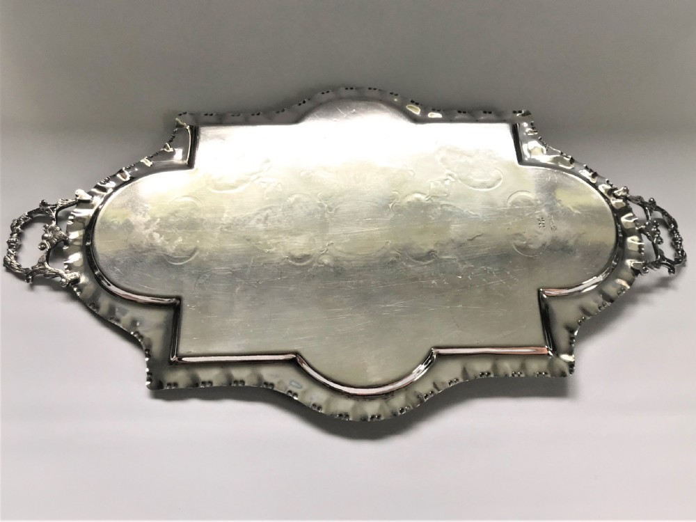 An elegant Edwardian silver plated drinks tray View VI