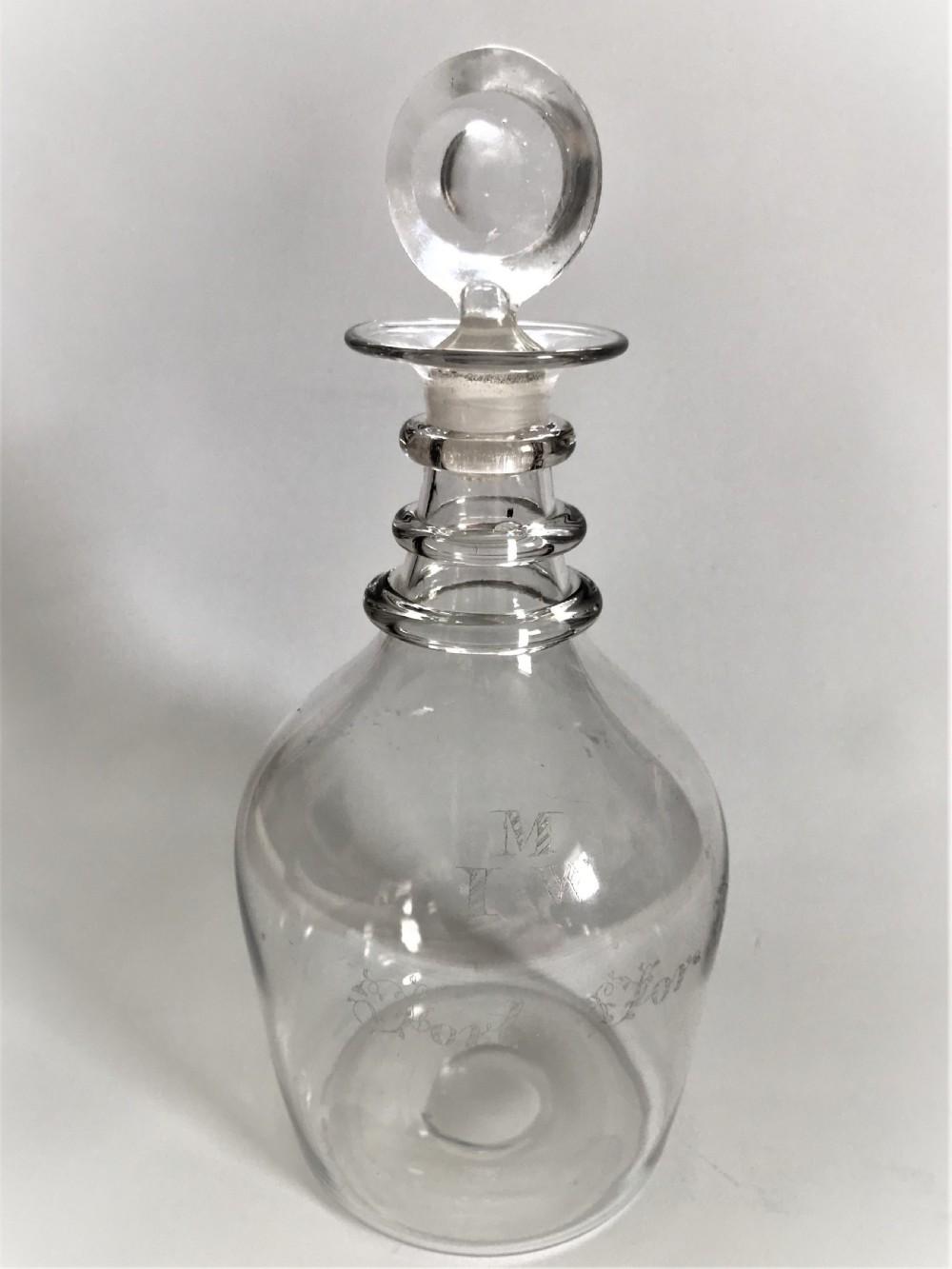 A rare Georgian 'Fort For ever' etched decanter