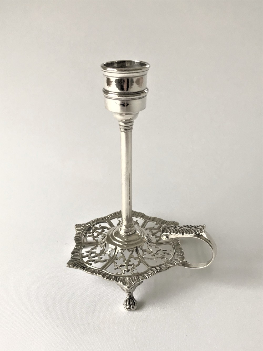 A Lovely Victorian Pierced Silver Chamber Stick