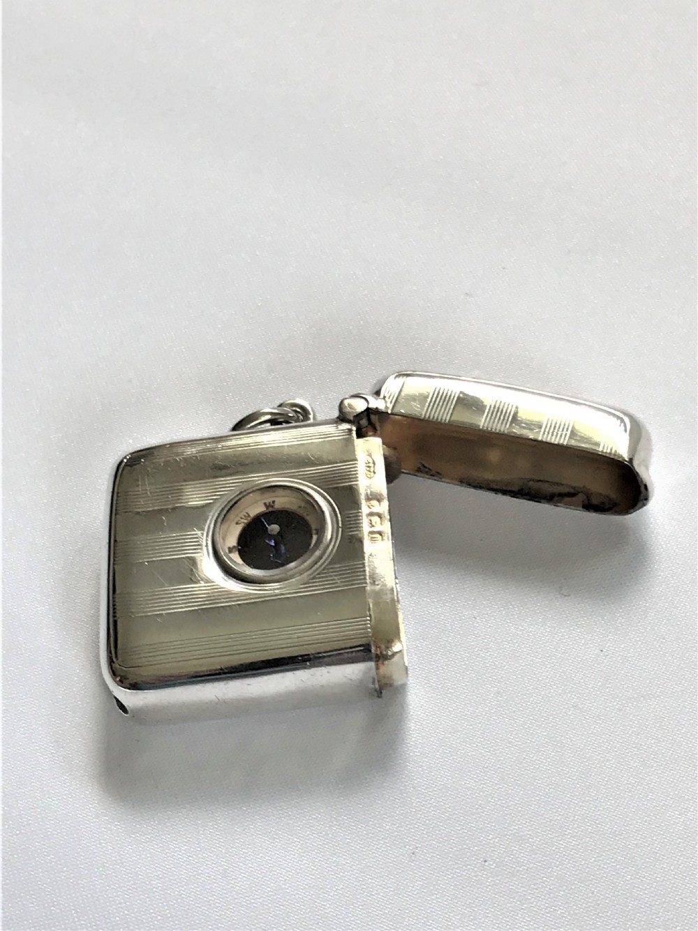 A rare silver vesta & compass combo View IV