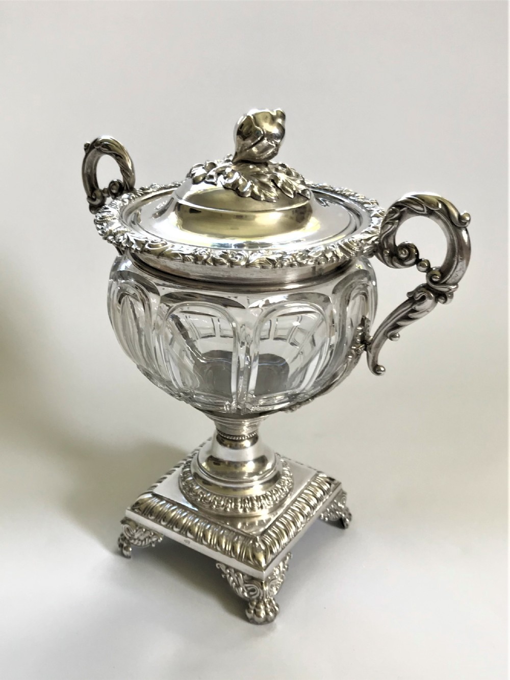 A magnificent early French silver & glass bonboniere