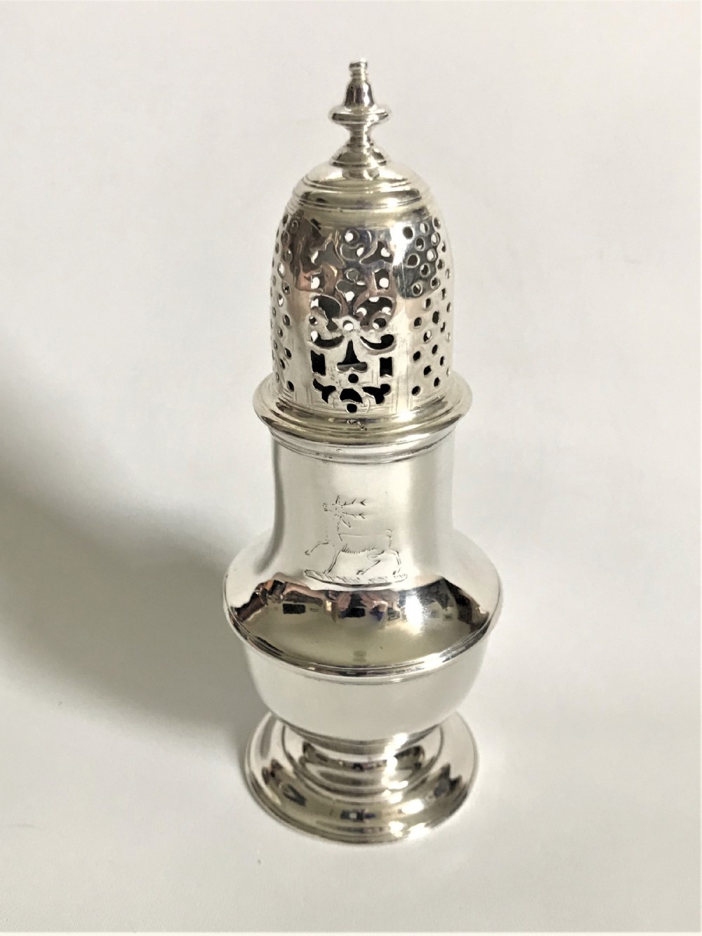 A rare George II silver caster