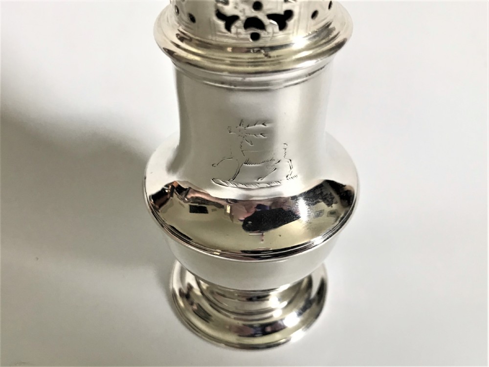 A rare George II silver caster View III