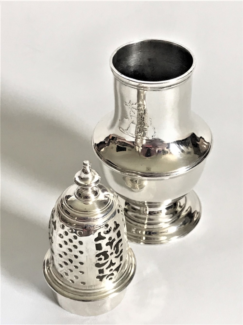A rare George II silver caster View VII