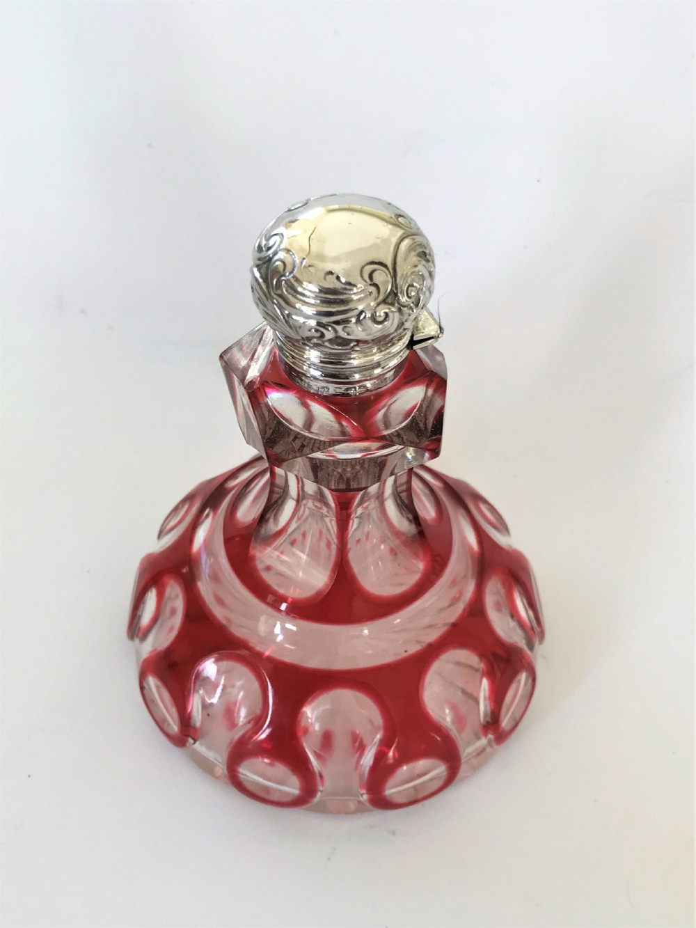 A Gorgeous Silver & Glass Bohemian Cologne Bottle View II