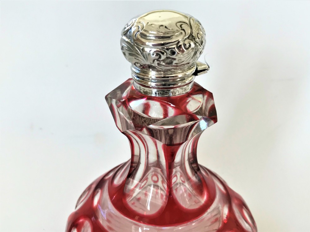 A Gorgeous Silver & Glass Bohemian Cologne Bottle View IV