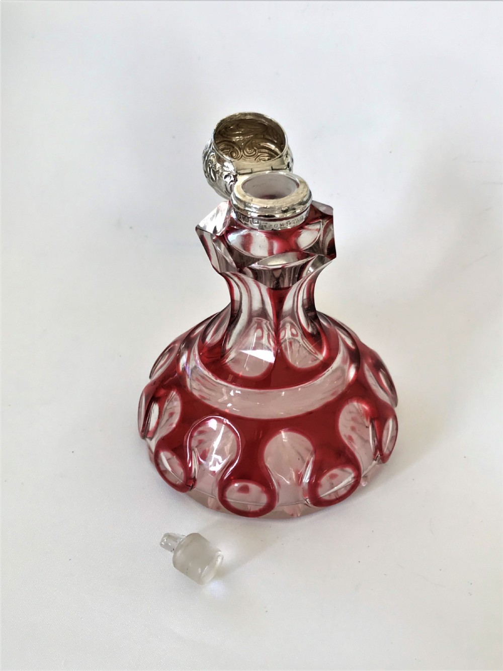 A Gorgeous Silver & Glass Bohemian Cologne Bottle View VI