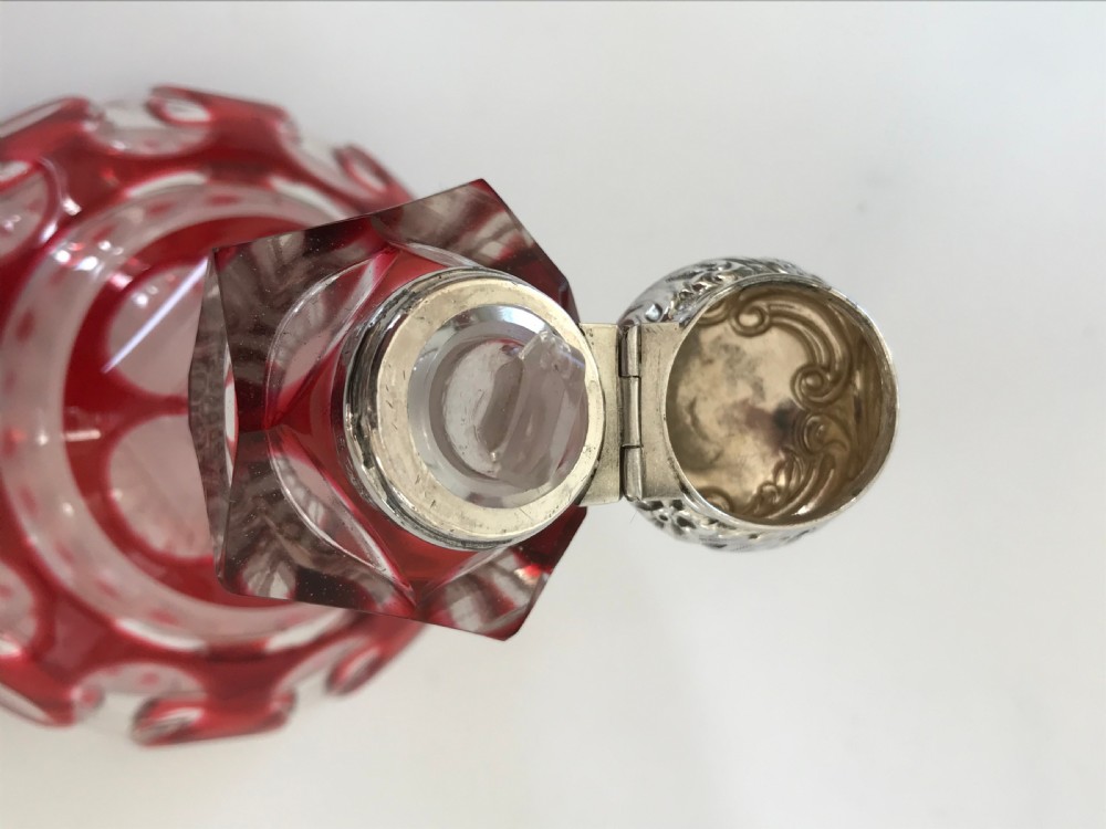A Gorgeous Silver & Glass Bohemian Cologne Bottle View VII