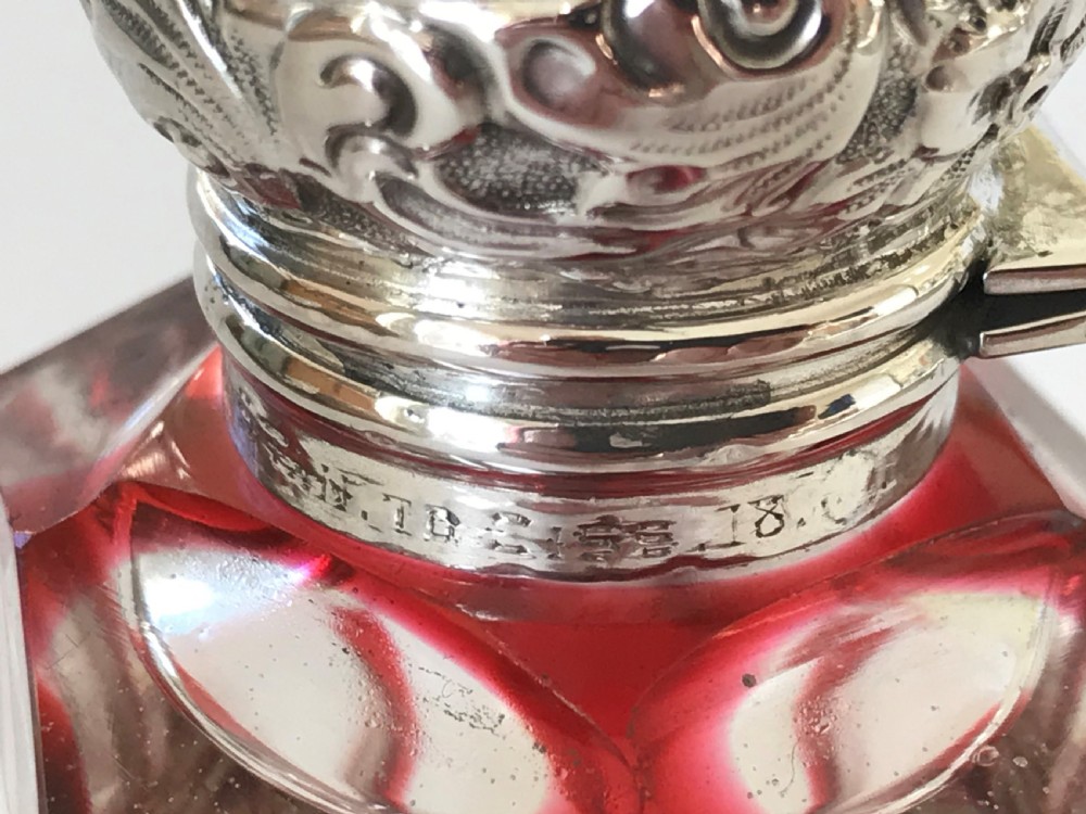 A Gorgeous Silver & Glass Bohemian Cologne Bottle View VIII