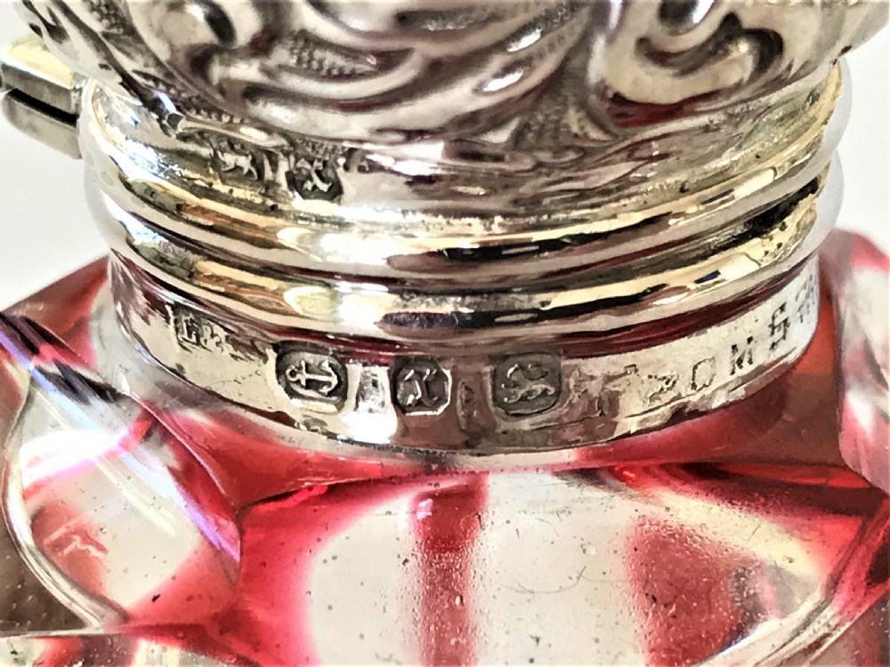 A Gorgeous Silver & Glass Bohemian Cologne Bottle View IX