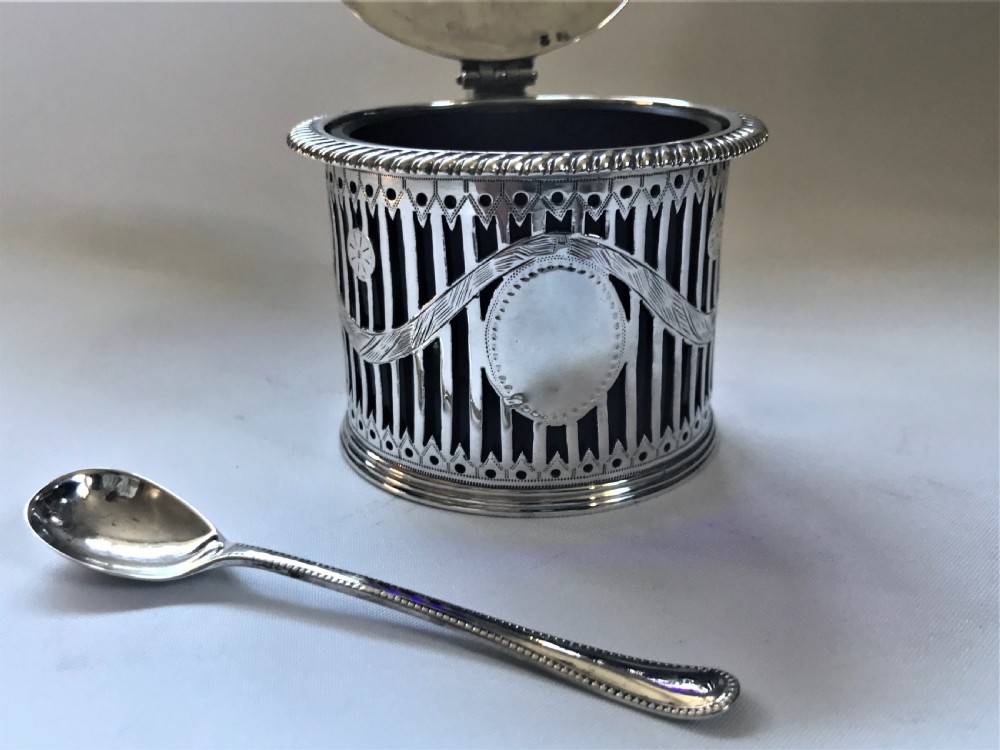 A superb Victorian silver drum mustard & spoon View V