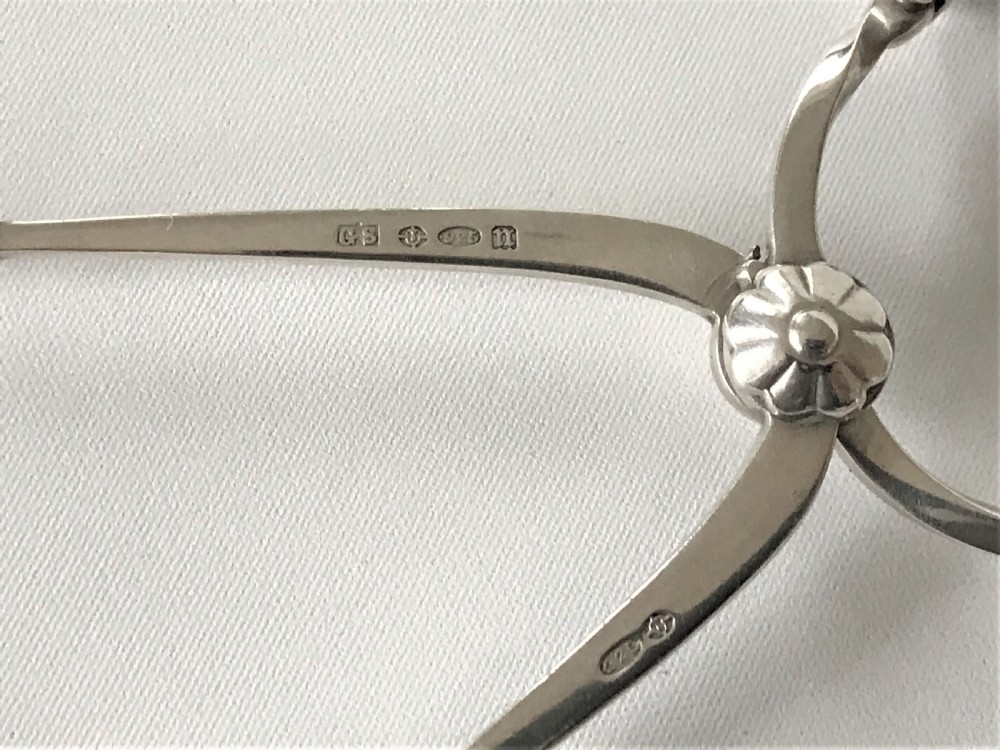 A Fine Pair Of Acorn Pattern Georg Jensen Silver Sugar Nips View V