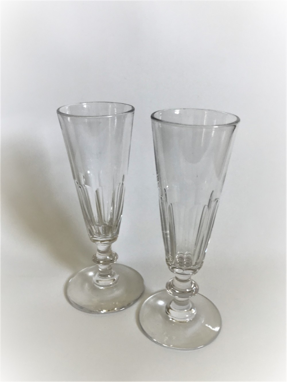 A gorgeous pair of Victorian cut glass champagne flutes