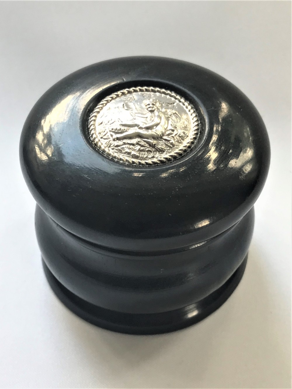 A charming silver & ebony ring/trinket pot