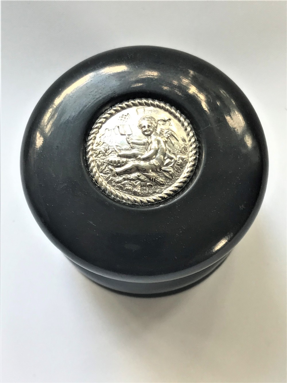 A charming silver & ebony ring/trinket pot View II