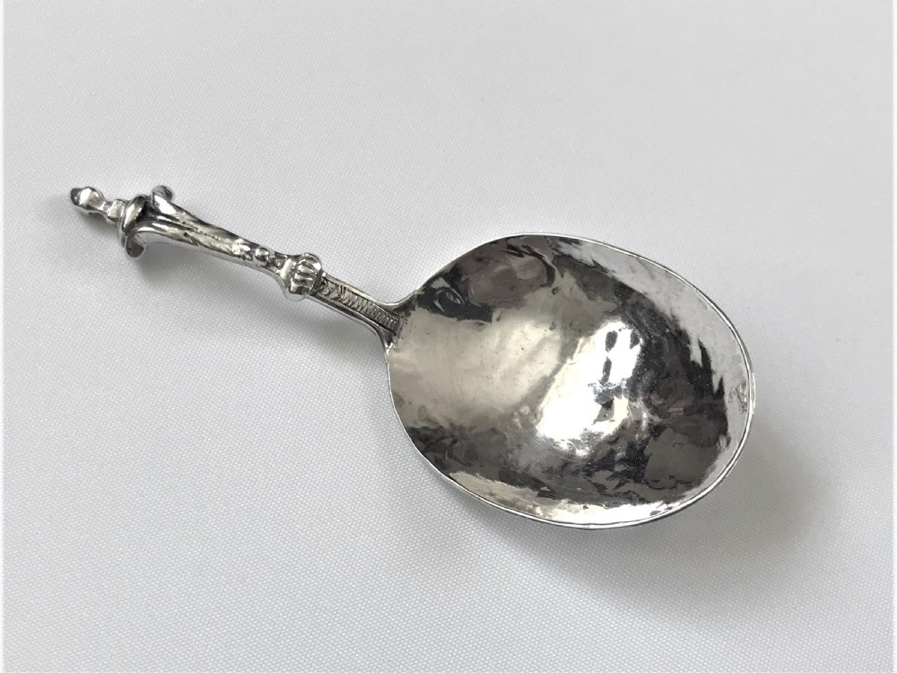 A rare Sybil Dunlop Arts & Crafts silver caddy spoon View VIII