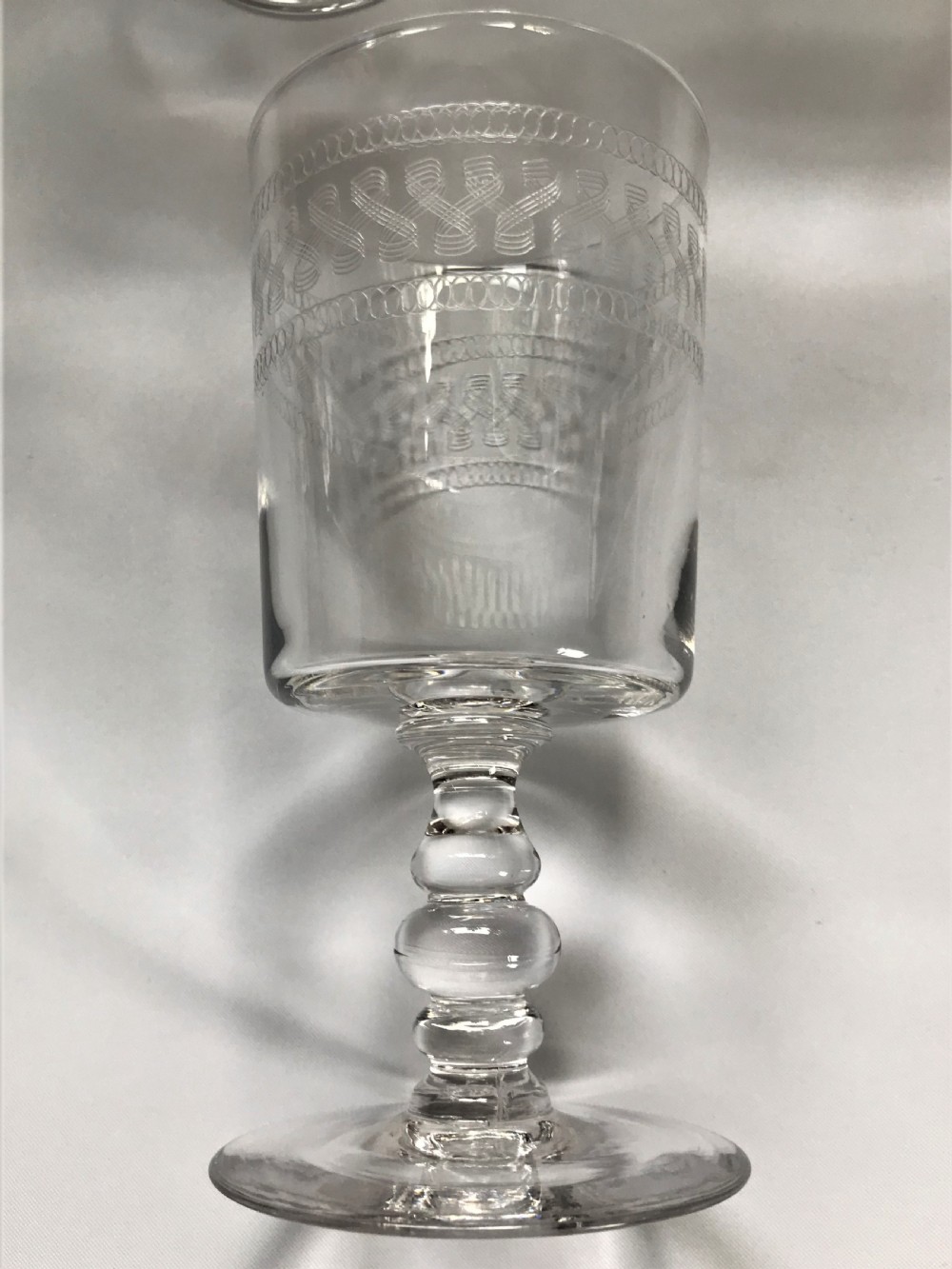 A good set of 4 etched wine goblets View VI