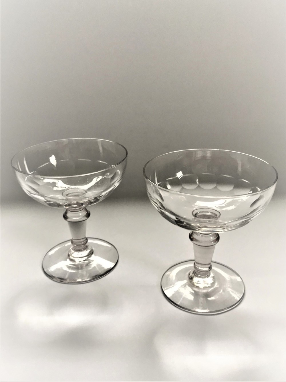 A pair of French cut glass champagne bowls
