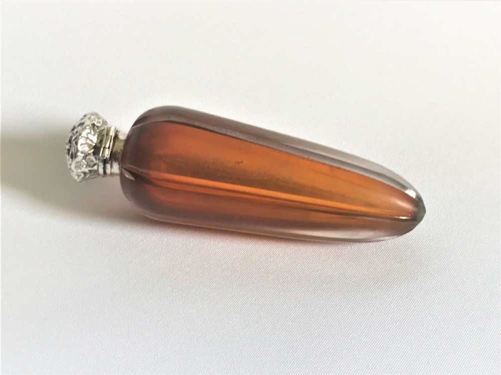 A Victorian silver mounted satin glass amber scent flask View IV