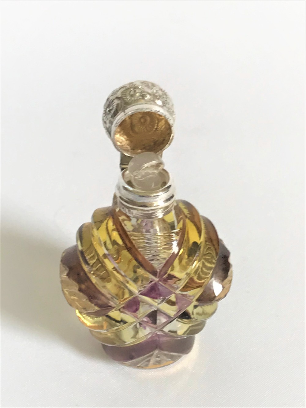 A superb Victorian silver mounted amber glass scent bottle View III