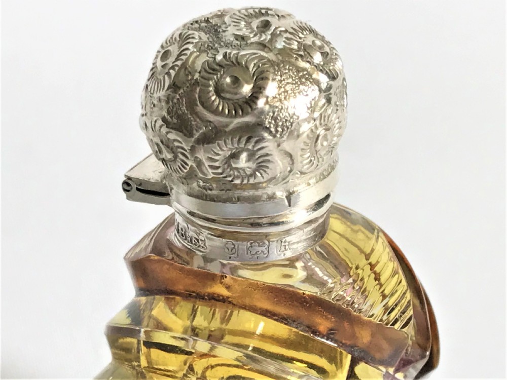 A superb Victorian silver mounted amber glass scent bottle View VI