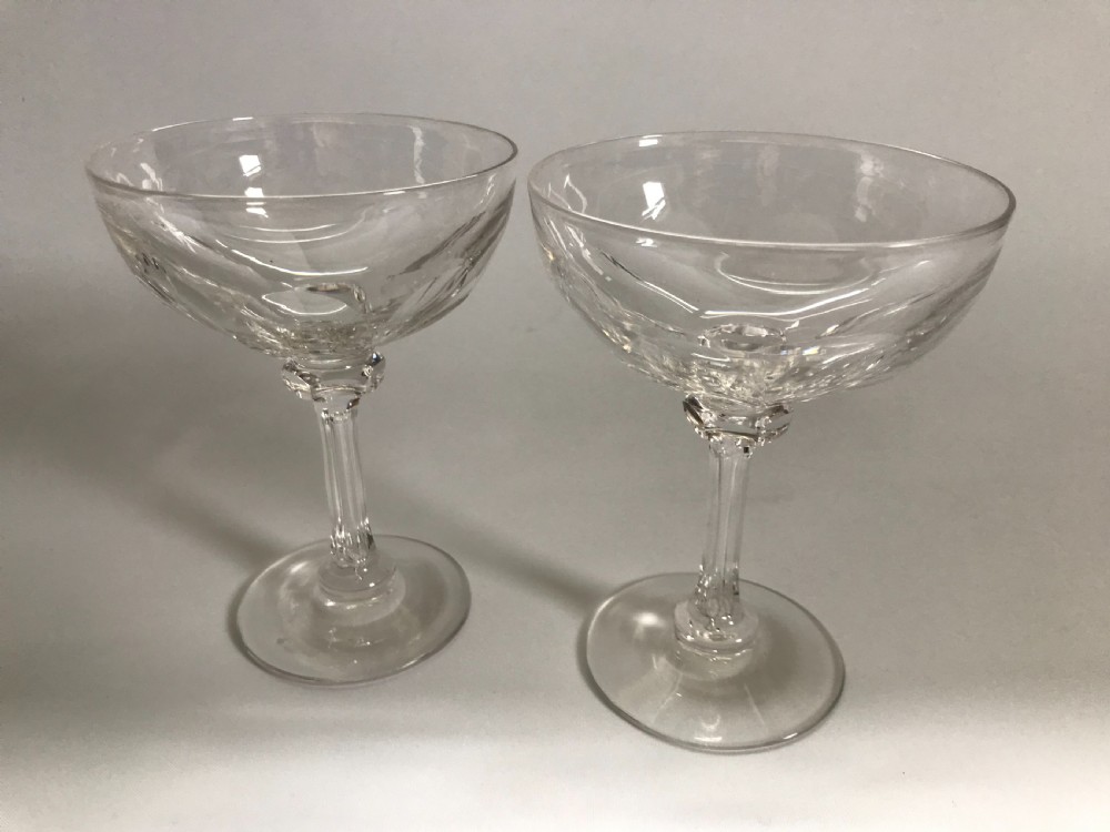 A pair of Victorian cut glass champagne bowls