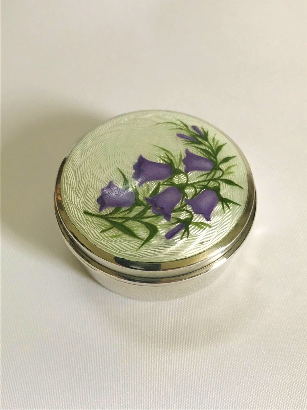 A gorgeous silver & enamel lidded trinket pot