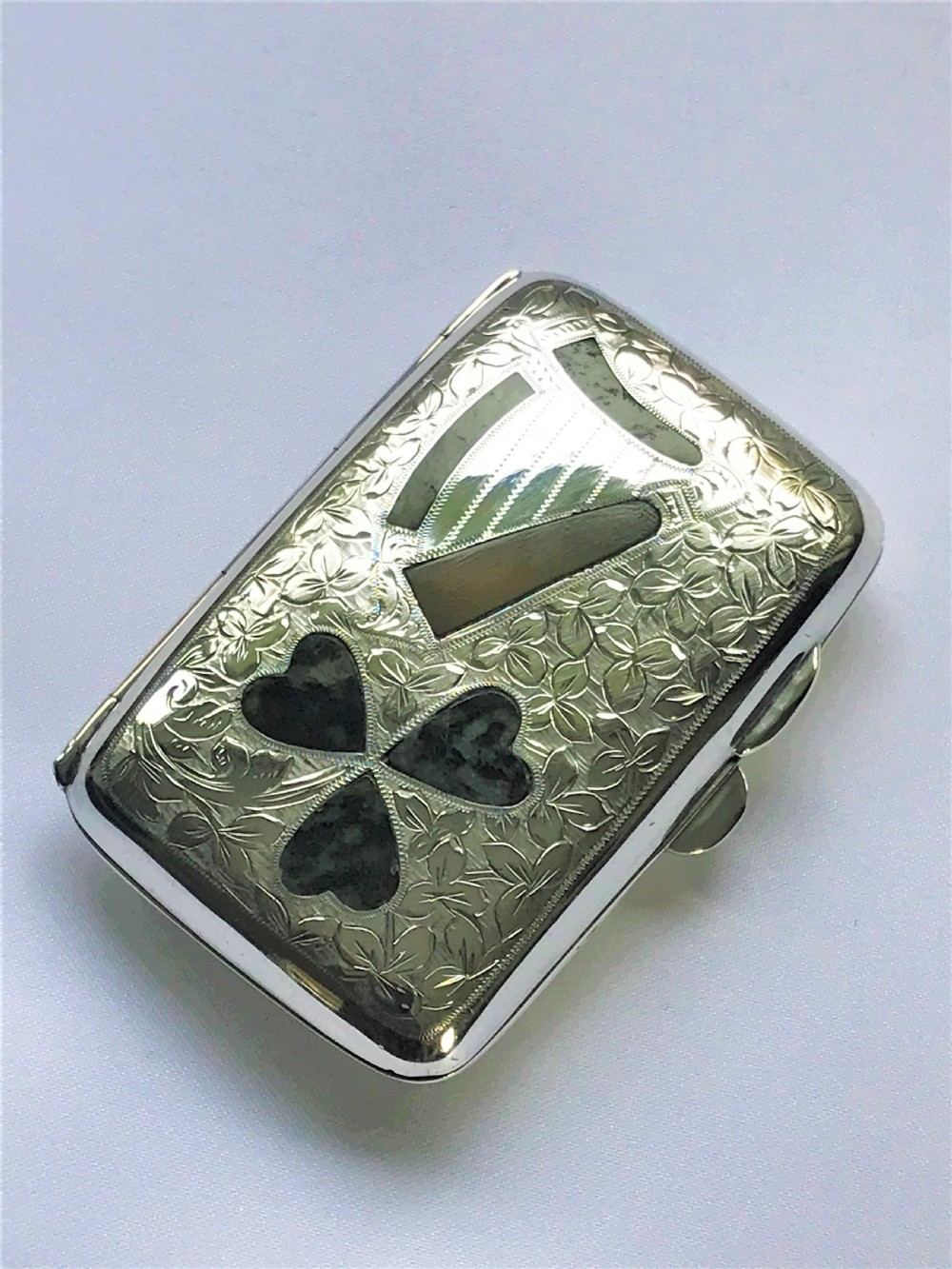 A superb Irish interest Edwardian silver cigarette case